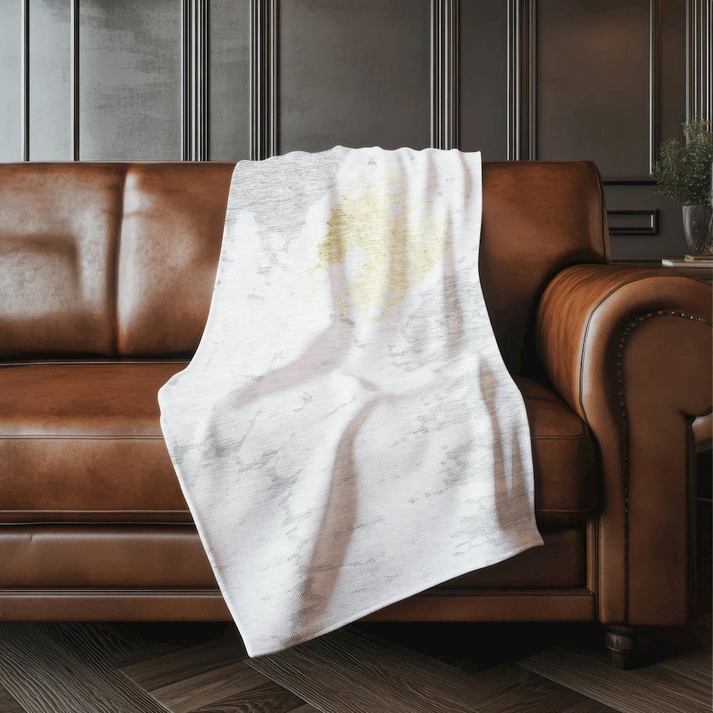 Premium Machine Washable ASB614 Silver 50" x 70" Sherpa Throw Blanket. Picture 4