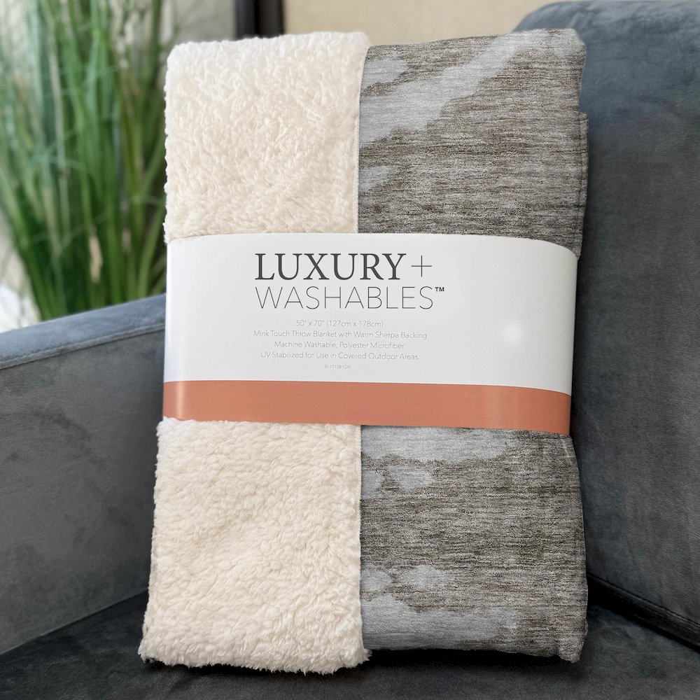 Premium Machine Washable ASB614 Taupe 50" x 70" Sherpa Throw Blanket. Picture 3