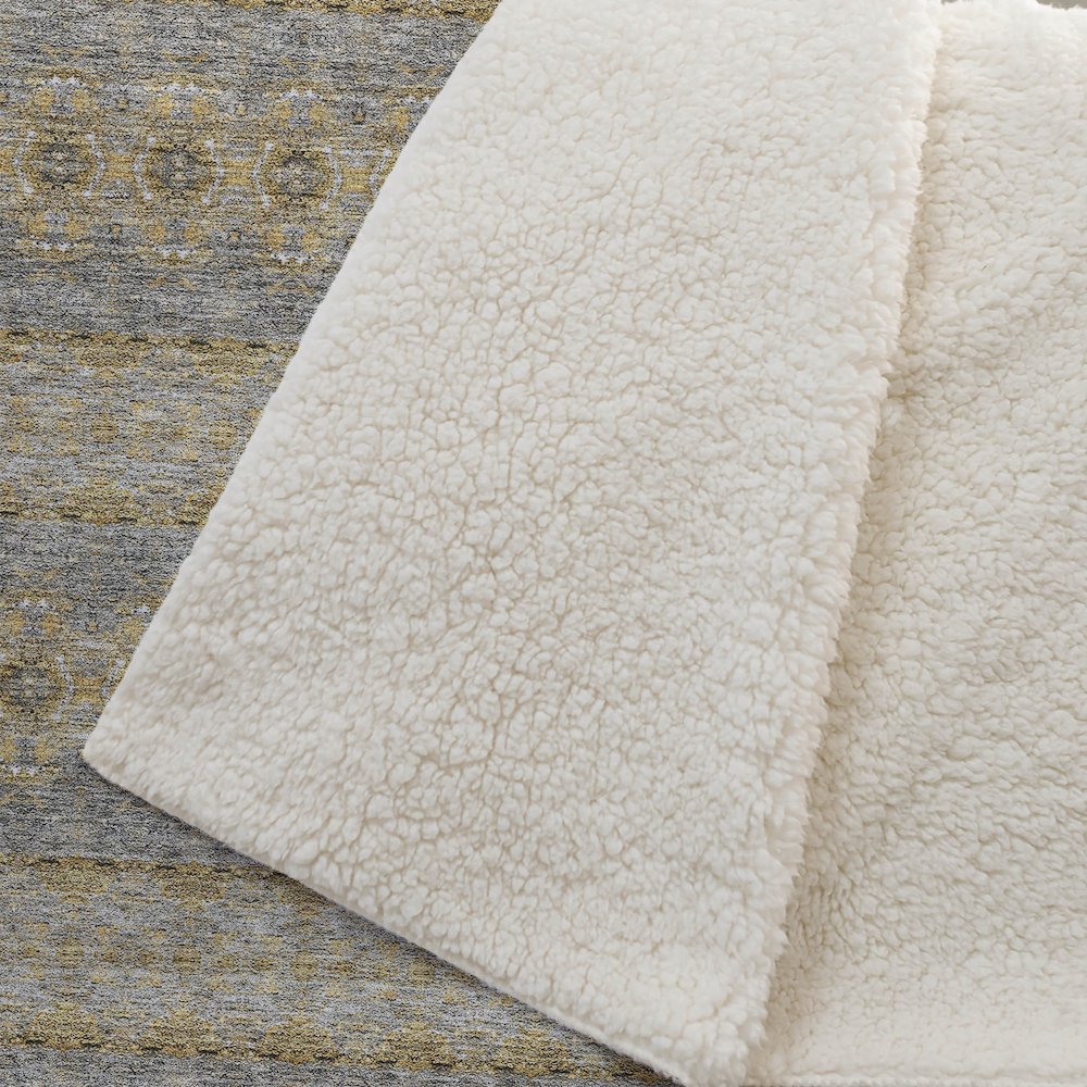 Premium Machine Washable ASB615 Gold 50" x 70" Sherpa Throw Blanket. Picture 2