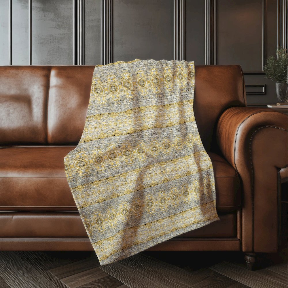 Premium Machine Washable ASB615 Gold 50" x 70" Sherpa Throw Blanket. Picture 4