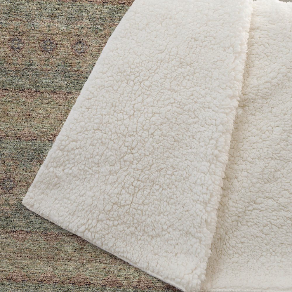 Premium Machine Washable ASB615 Green 50" x 70" Sherpa Throw Blanket. Picture 2