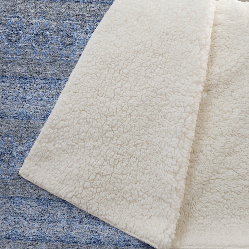 Premium Machine Washable ASB615 Navy 50" x 70" Sherpa Throw Blanket. Picture 2