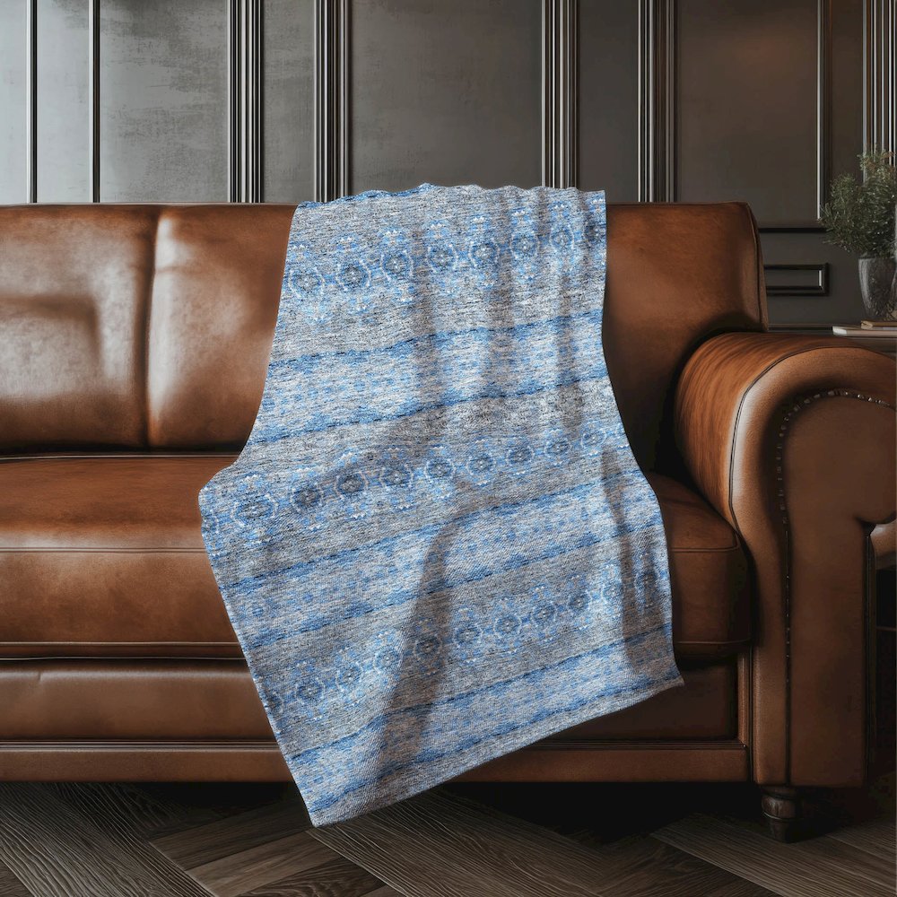 Premium Machine Washable ASB615 Navy 50" x 70" Sherpa Throw Blanket. Picture 4