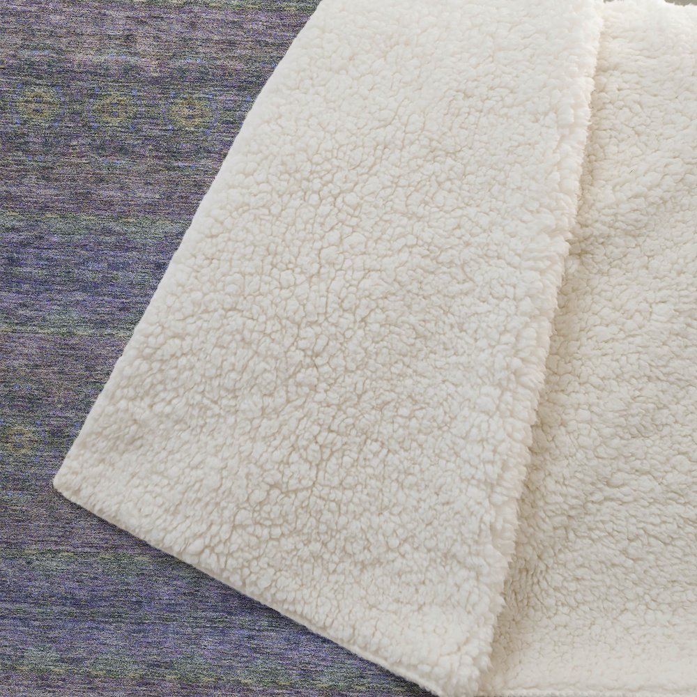 Premium Machine Washable ASB615 Purple 50" x 70" Sherpa Throw Blanket. Picture 2