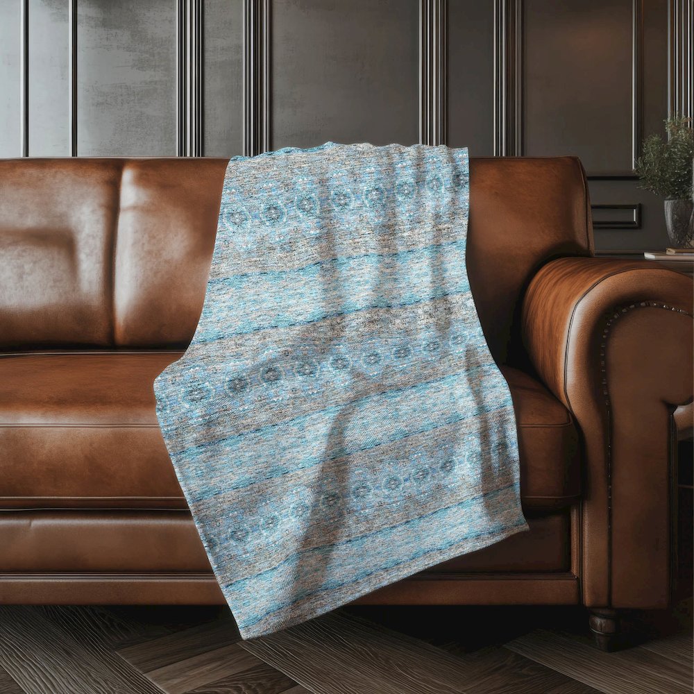Premium Machine Washable ASB615 Teal 50" x 70" Sherpa Throw Blanket. Picture 4
