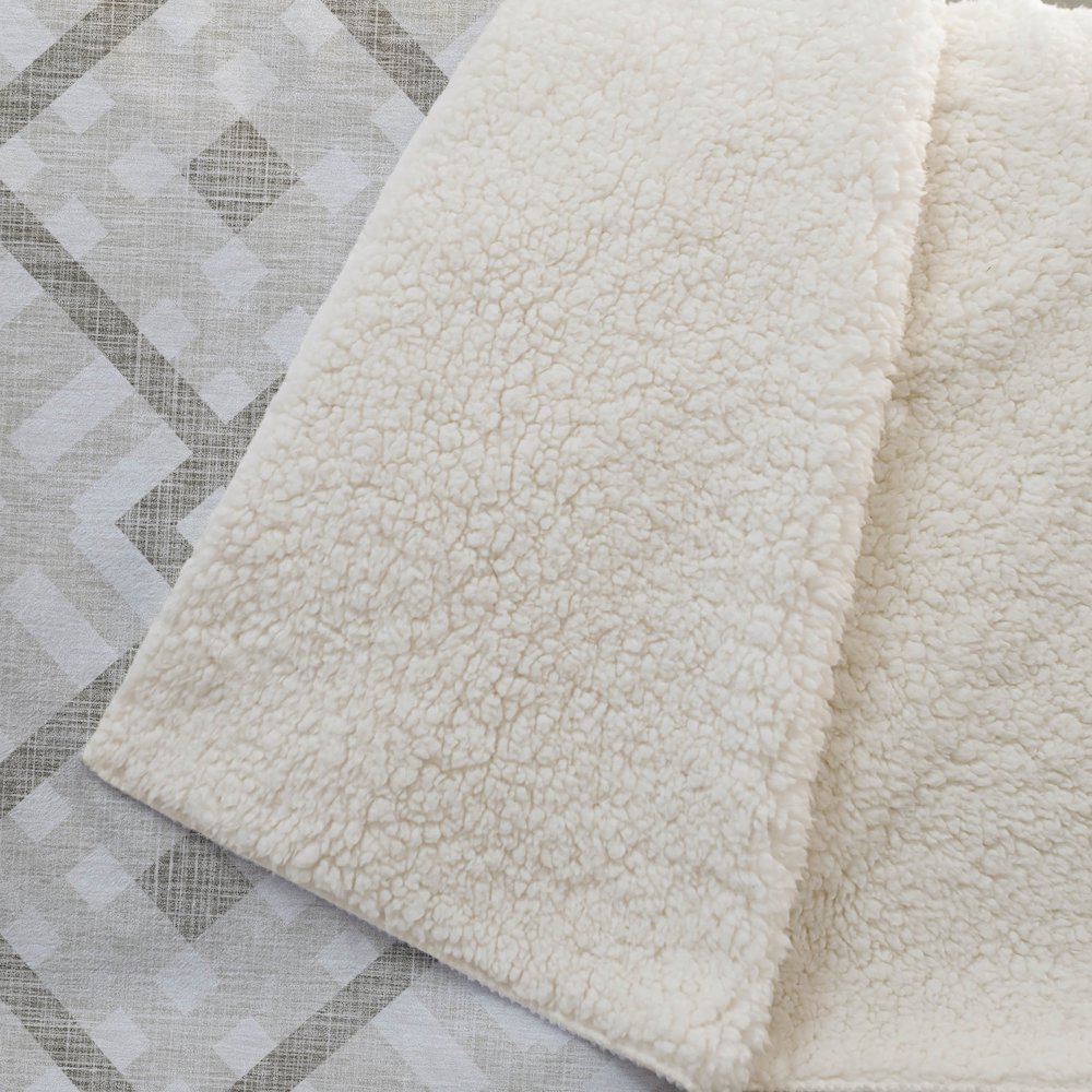 Premium Machine Washable ASB616 Beige 50" x 70" Sherpa Throw Blanket. Picture 2