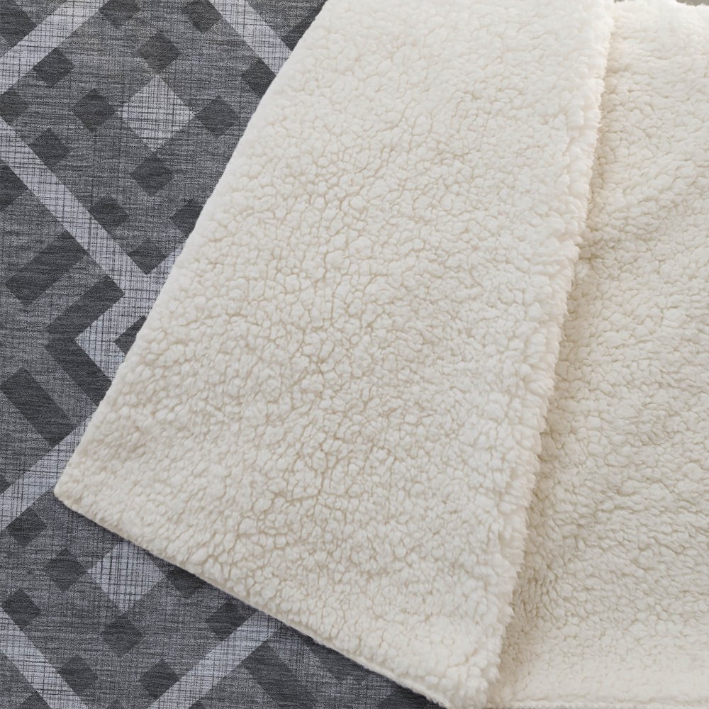 Premium Machine Washable ASB616 Charcoal 50" x 70" Sherpa Throw Blanket. Picture 2