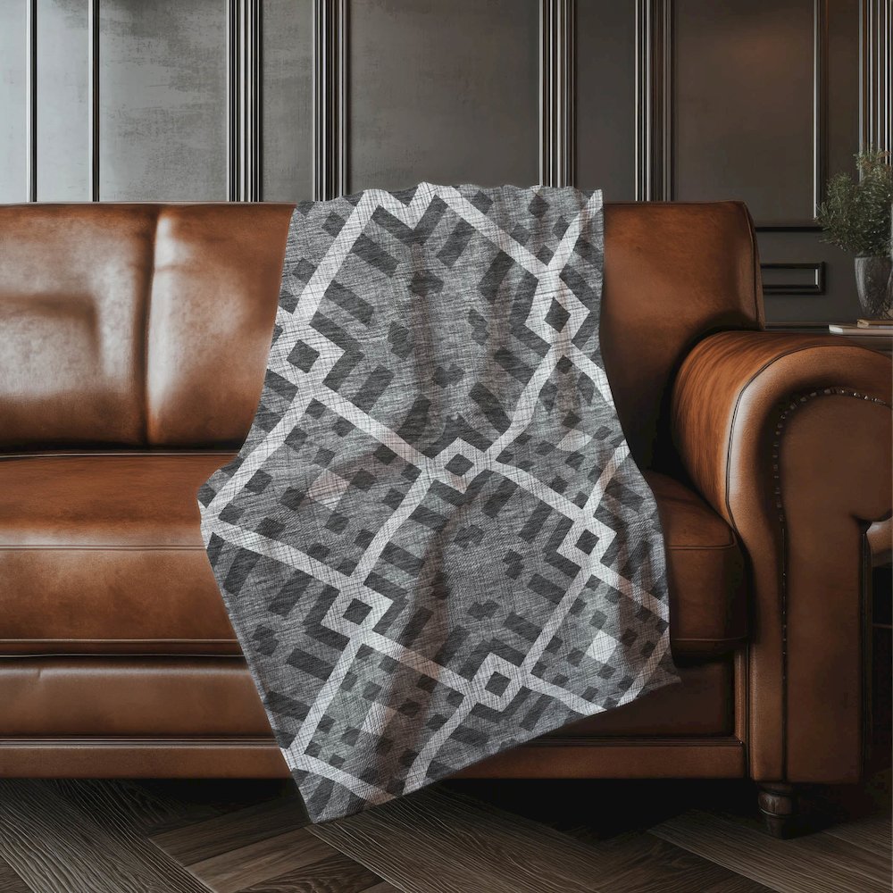 Premium Machine Washable ASB616 Charcoal 50" x 70" Sherpa Throw Blanket. Picture 4