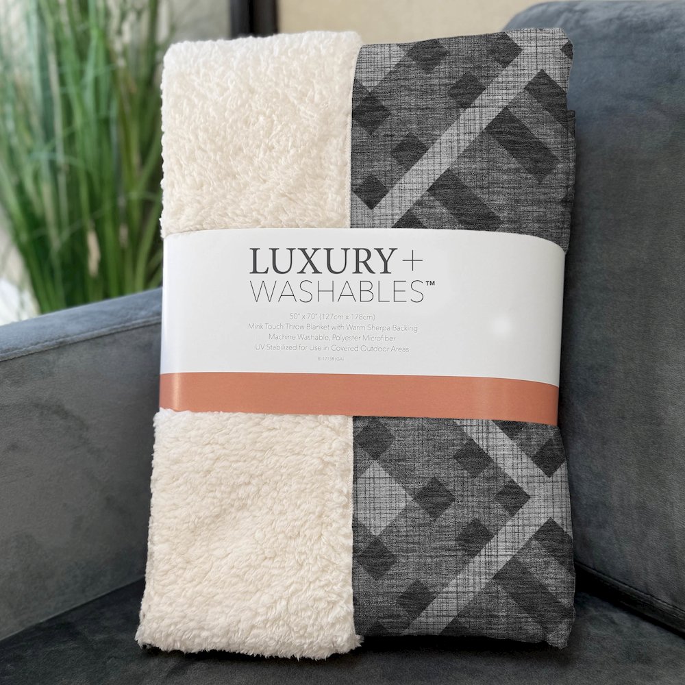 Premium Machine Washable ASB616 Charcoal 50" x 70" Sherpa Throw Blanket. Picture 3