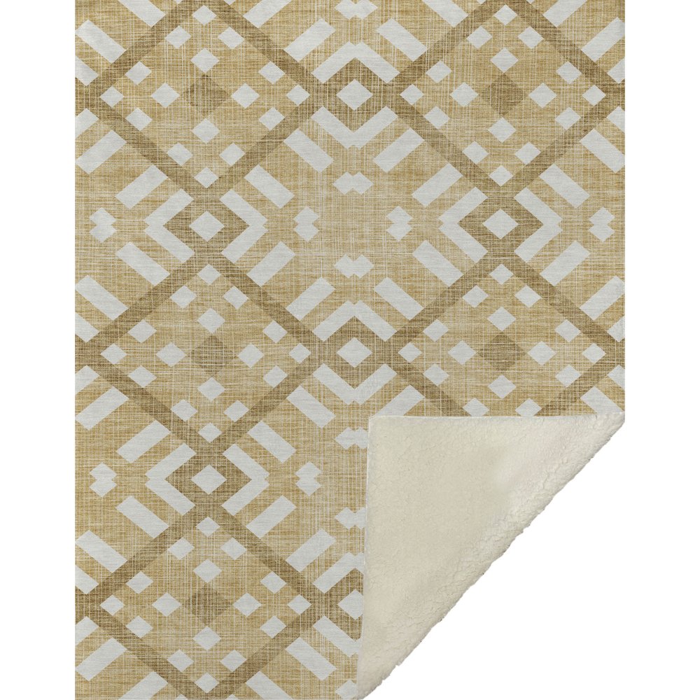 Premium Machine Washable ASB616 Gold 50" x 70" Sherpa Throw Blanket. Picture 1