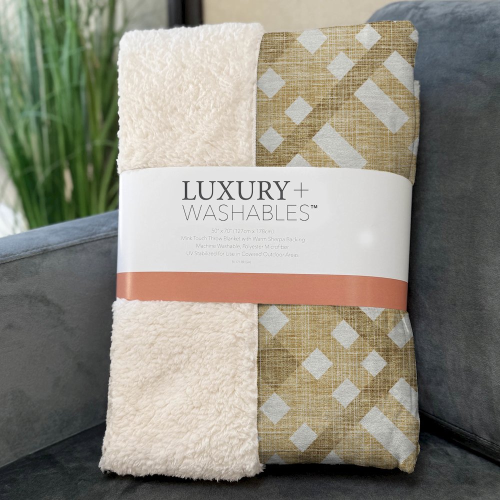Premium Machine Washable ASB616 Gold 50" x 70" Sherpa Throw Blanket. Picture 3