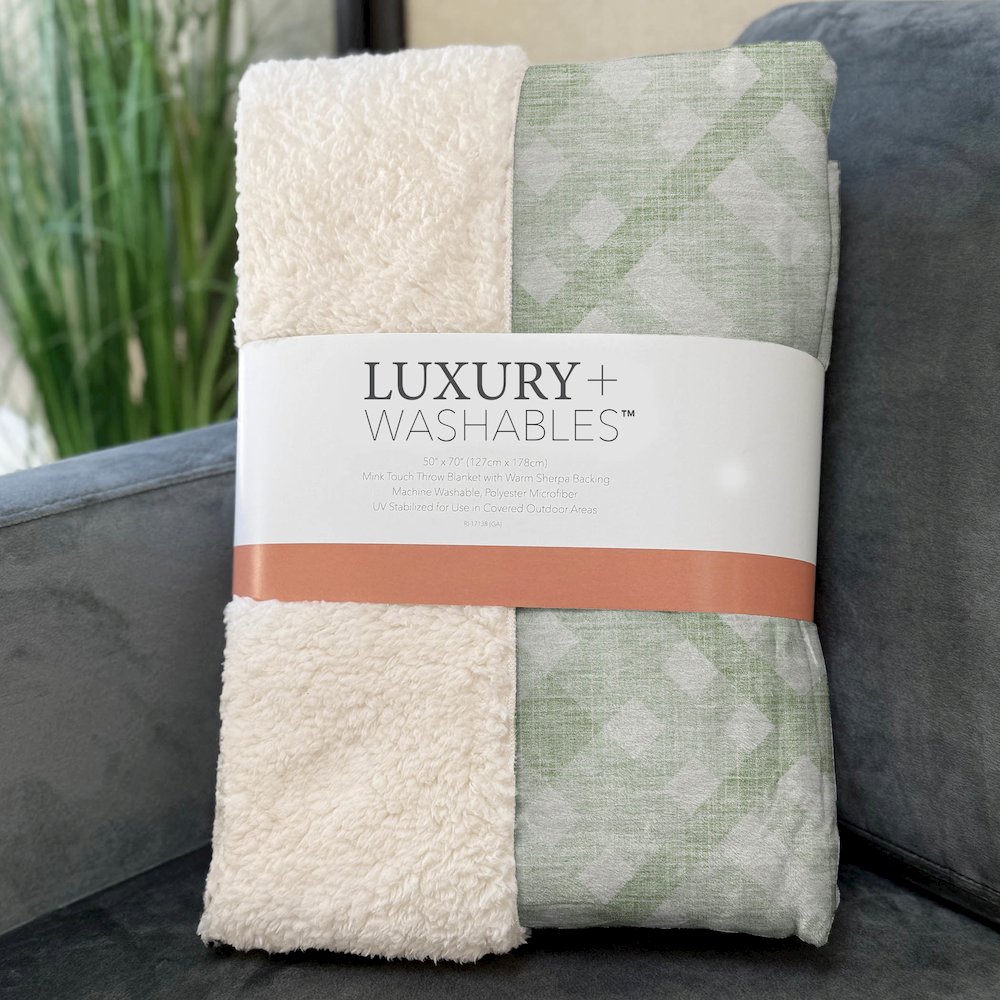 Premium Machine Washable ASB616 Mint 50" x 70" Sherpa Throw Blanket. Picture 3