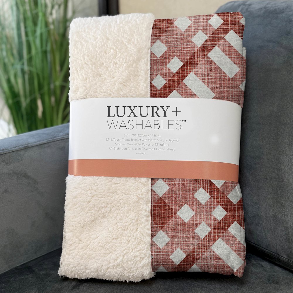 Premium Machine Washable ASB616 Red 50" x 70" Sherpa Throw Blanket. Picture 3