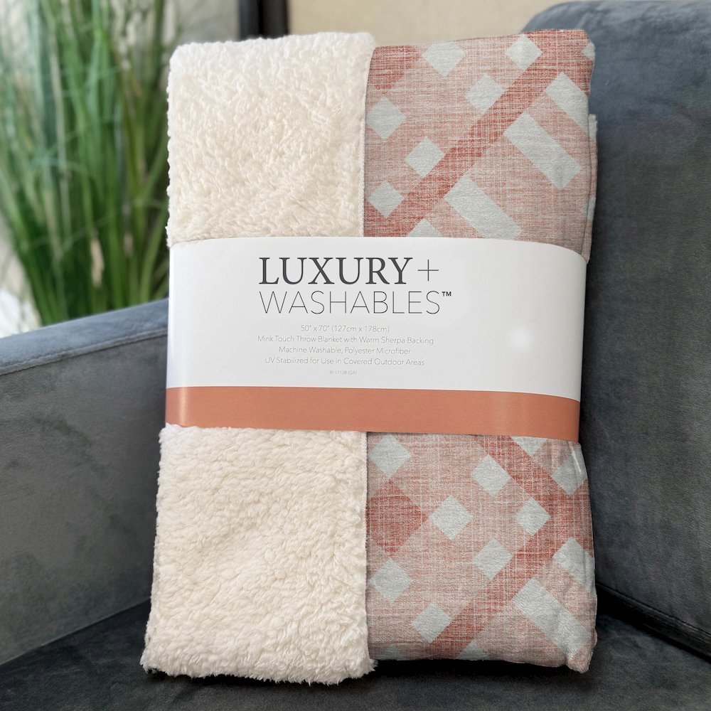 Premium Machine Washable ASB616 Salmon 50" x 70" Sherpa Throw Blanket. Picture 3