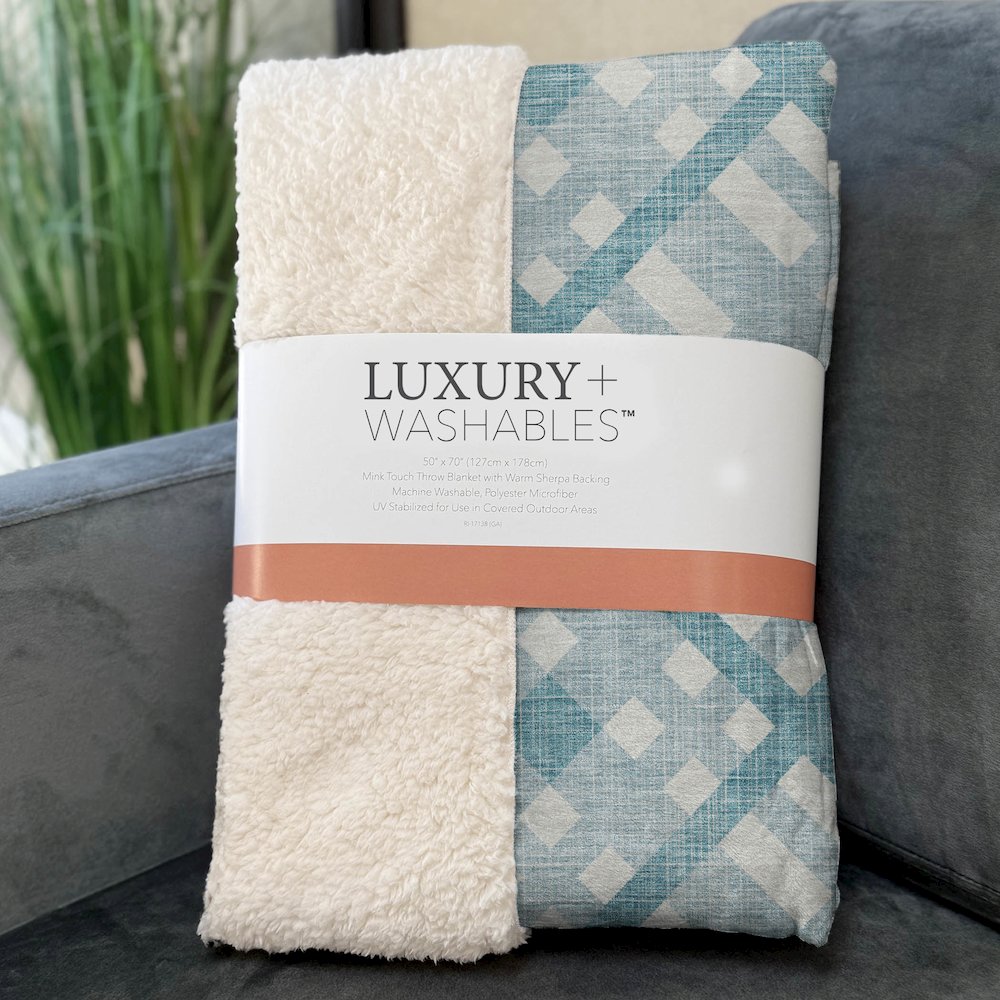 Premium Machine Washable ASB616 Teal 50" x 70" Sherpa Throw Blanket. Picture 3