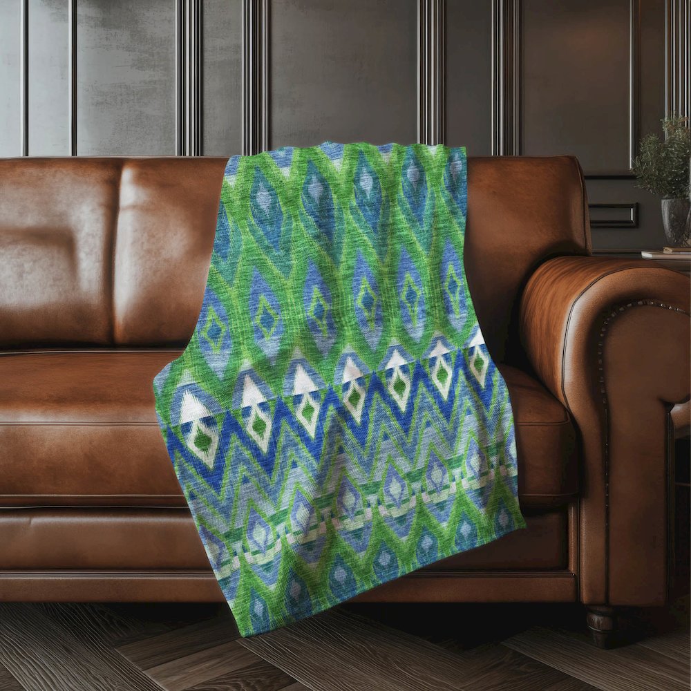 Premium Machine Washable ASB617 Green 50" x 70" Sherpa Throw Blanket. Picture 4