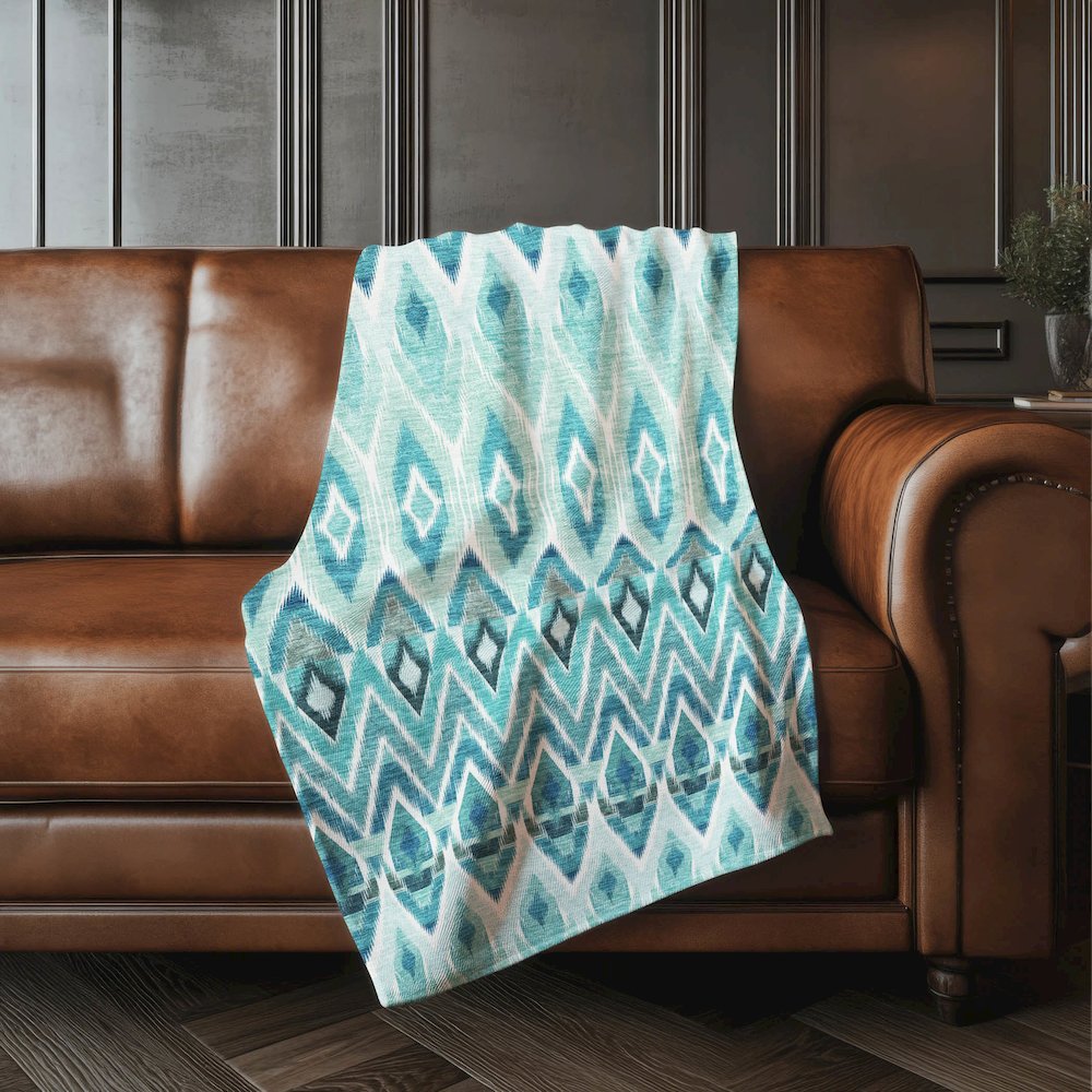 Premium Machine Washable ASB617 Teal 50" x 70" Sherpa Throw Blanket. Picture 4