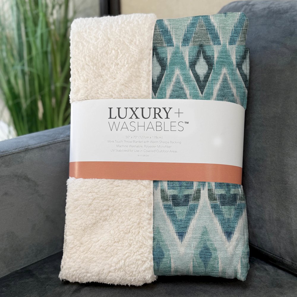 Premium Machine Washable ASB617 Teal 50" x 70" Sherpa Throw Blanket. Picture 3