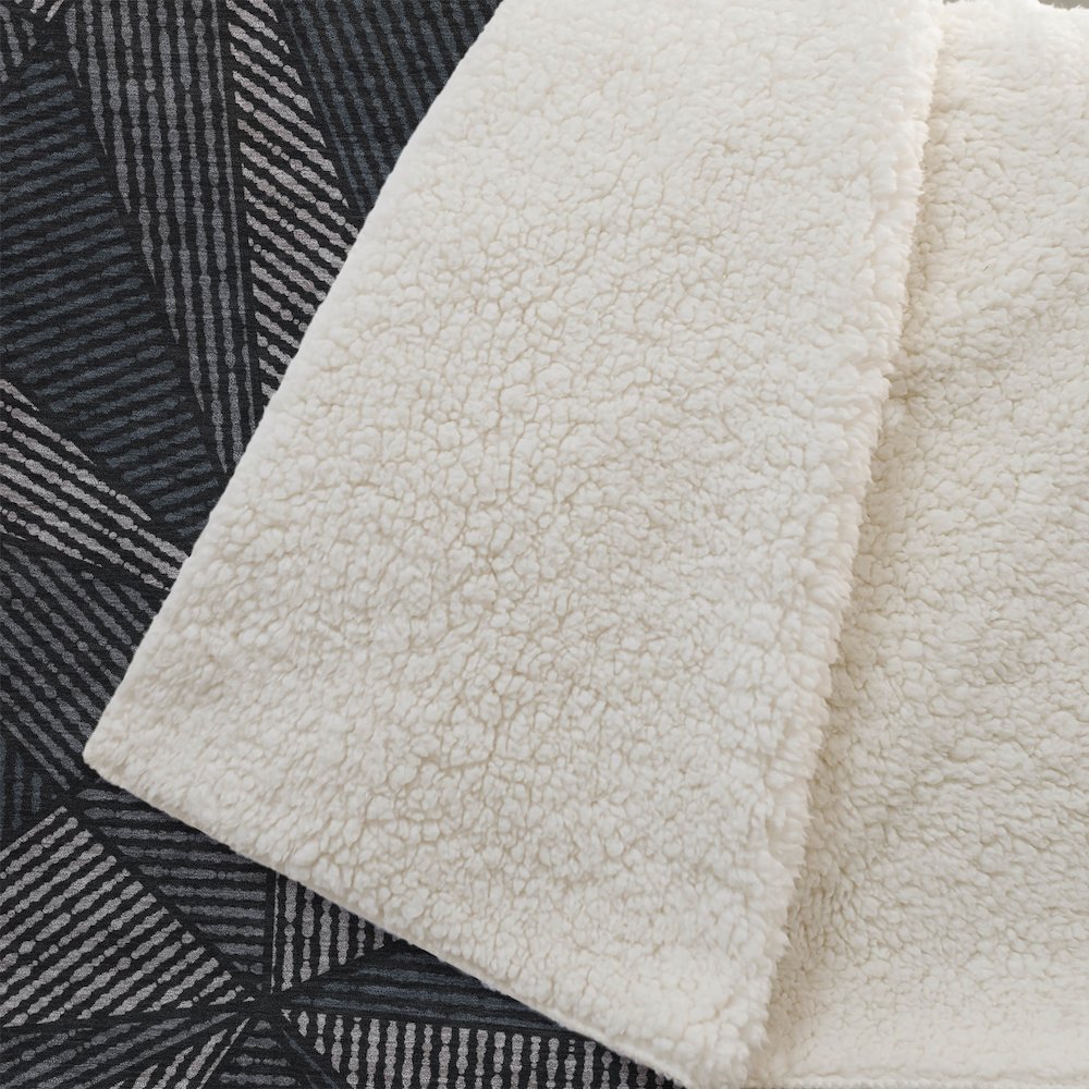 Premium Machine Washable ASB618 Black 50" x 70" Sherpa Throw Blanket. Picture 2