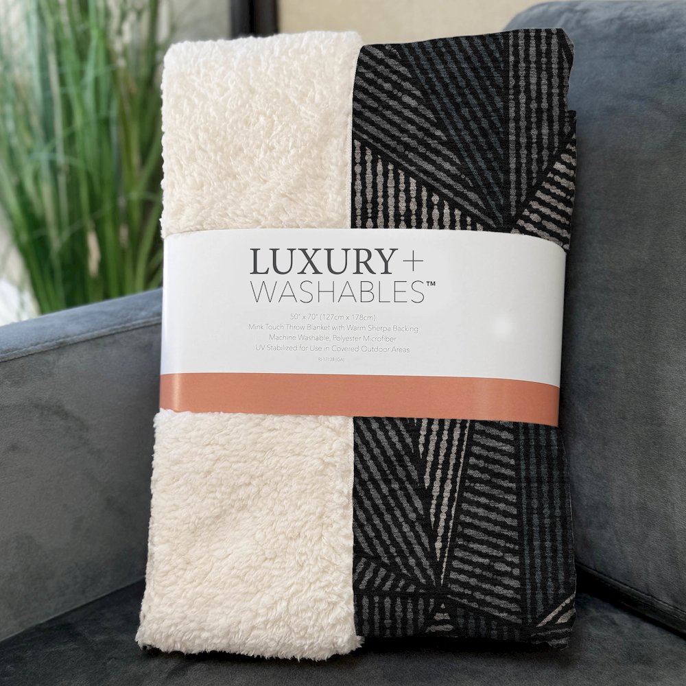 Premium Machine Washable ASB618 Black 50" x 70" Sherpa Throw Blanket. Picture 3