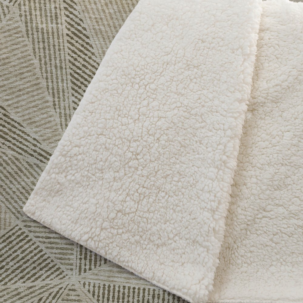 Premium Machine Washable ASB618 Khaki 50" x 70" Sherpa Throw Blanket. Picture 2