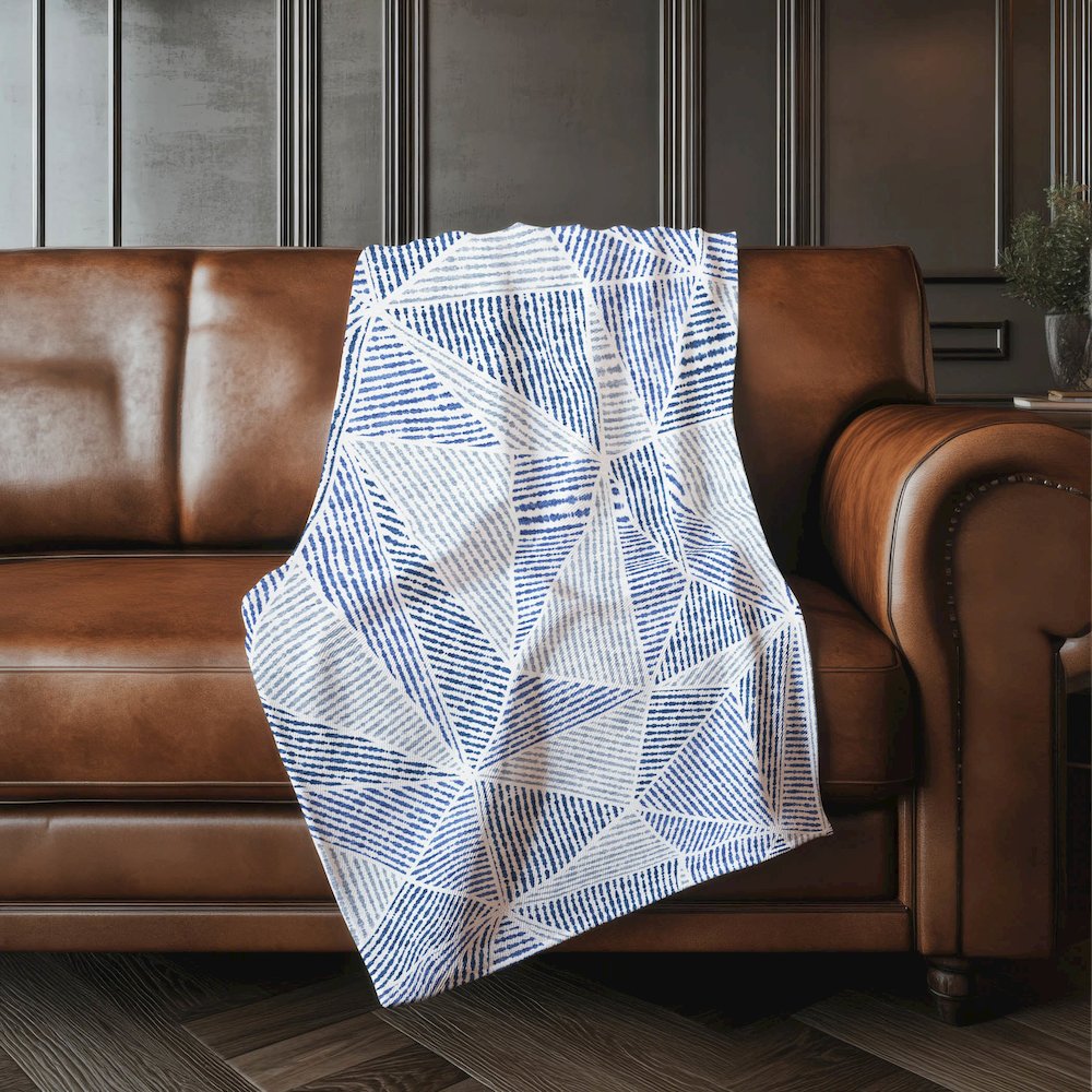 Premium Machine Washable ASB618 Navy 50" x 70" Sherpa Throw Blanket. Picture 4