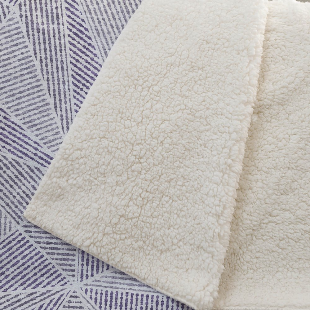 Premium Machine Washable ASB618 Purple 50" x 70" Sherpa Throw Blanket. Picture 2