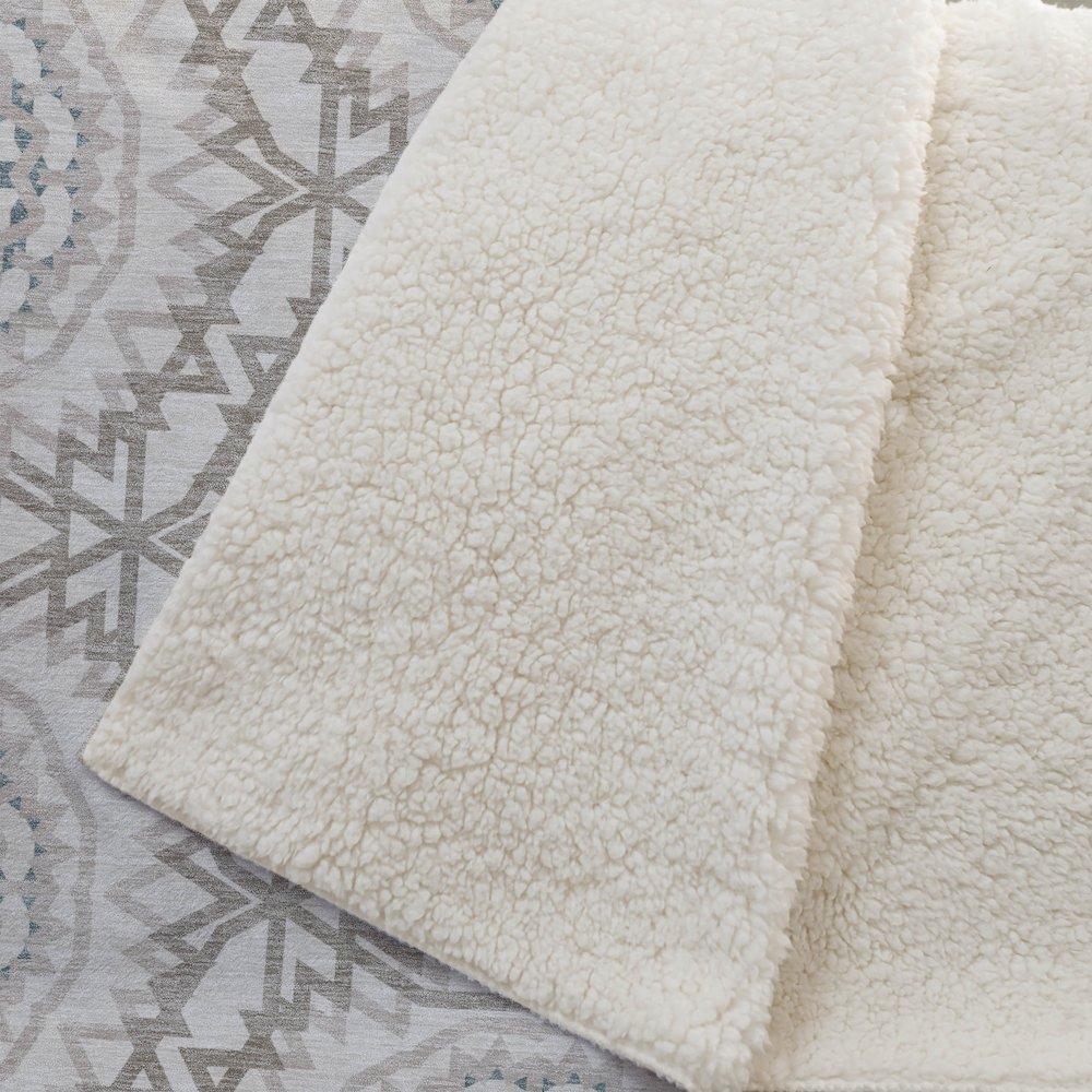 Premium Machine Washable ASB619 Beige 50" x 70" Sherpa Throw Blanket. Picture 2