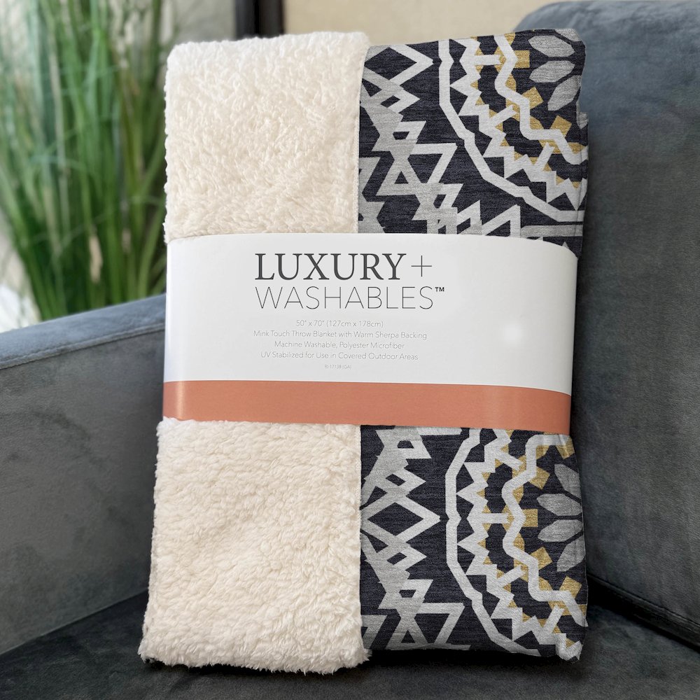 Premium Machine Washable ASB619 Black 50" x 70" Sherpa Throw Blanket. Picture 3