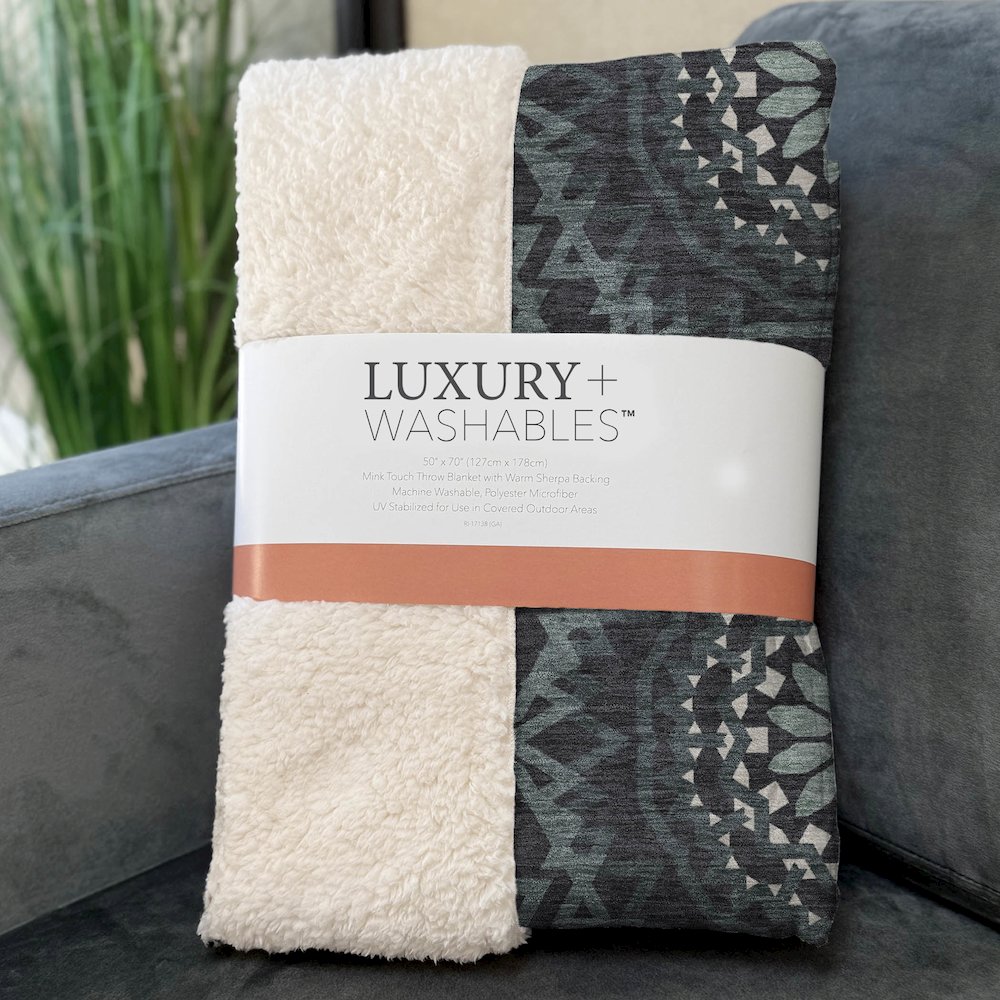 Premium Machine Washable ASB619 Charcoal 50" x 70" Sherpa Throw Blanket. Picture 3