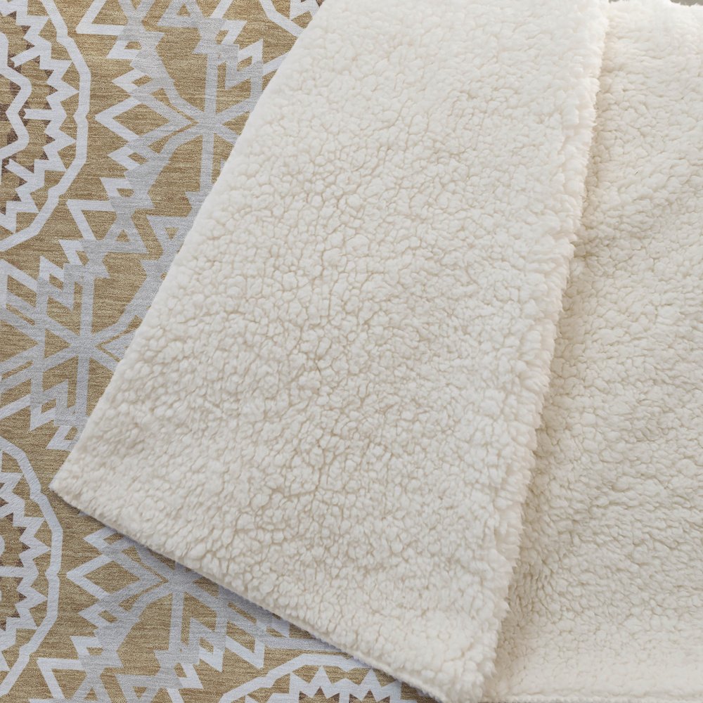 Premium Machine Washable ASB619 Gold 50" x 70" Sherpa Throw Blanket. Picture 2