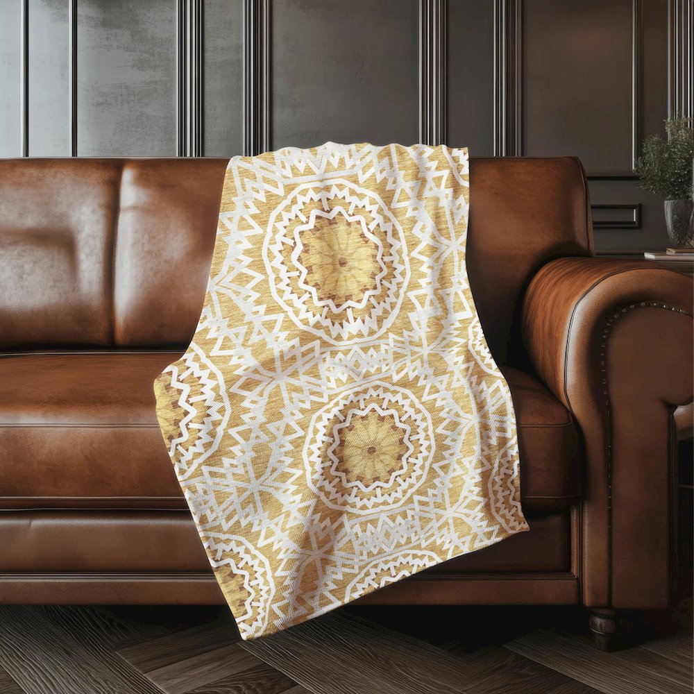 Premium Machine Washable ASB619 Gold 50" x 70" Sherpa Throw Blanket. Picture 4