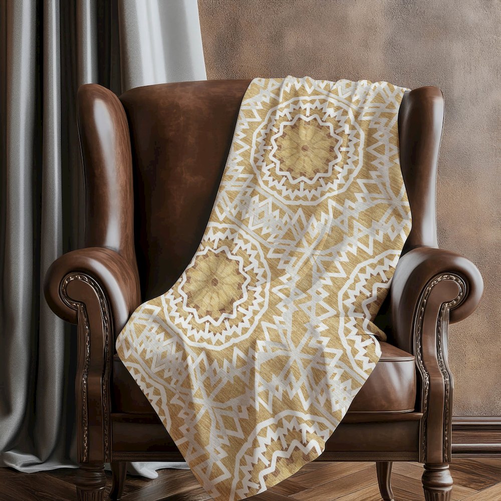 Premium Machine Washable ASB619 Gold 50" x 70" Sherpa Throw Blanket. Picture 5