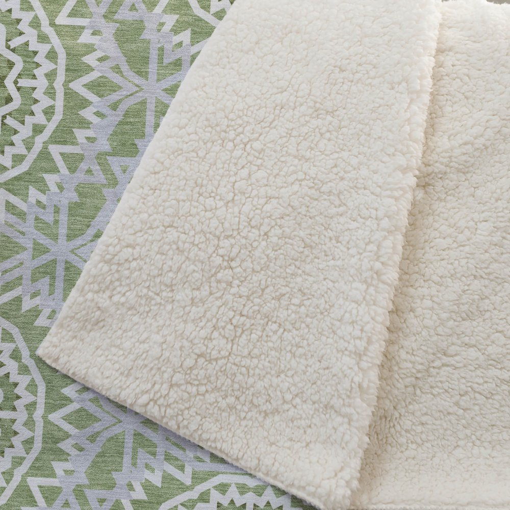 Premium Machine Washable ASB619 Green 50" x 70" Sherpa Throw Blanket. Picture 2
