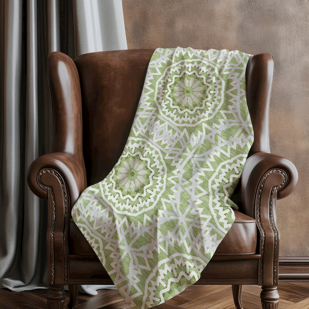 Premium Machine Washable ASB619 Green 50" x 70" Sherpa Throw Blanket. Picture 5