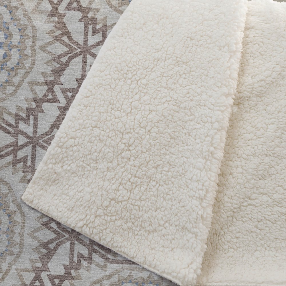 Premium Machine Washable ASB619 Khaki 50" x 70" Sherpa Throw Blanket. Picture 2