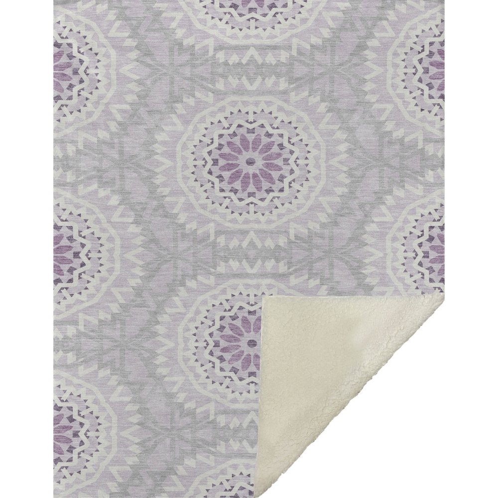 Premium Machine Washable ASB619 Lilac 50" x 70" Sherpa Throw Blanket. Picture 1