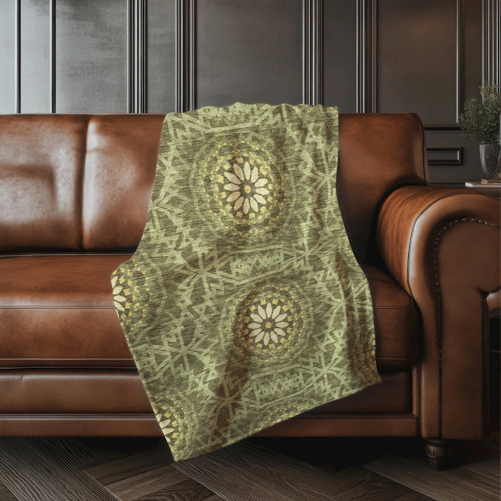 Premium Machine Washable ASB619 Olive 50" x 70" Sherpa Throw Blanket. Picture 4