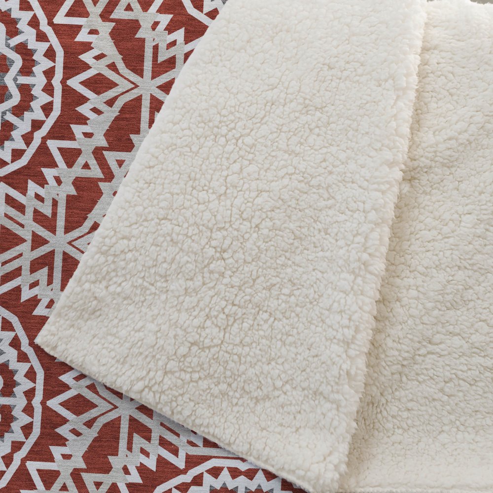 Premium Machine Washable ASB619 Red 50" x 70" Sherpa Throw Blanket. Picture 2
