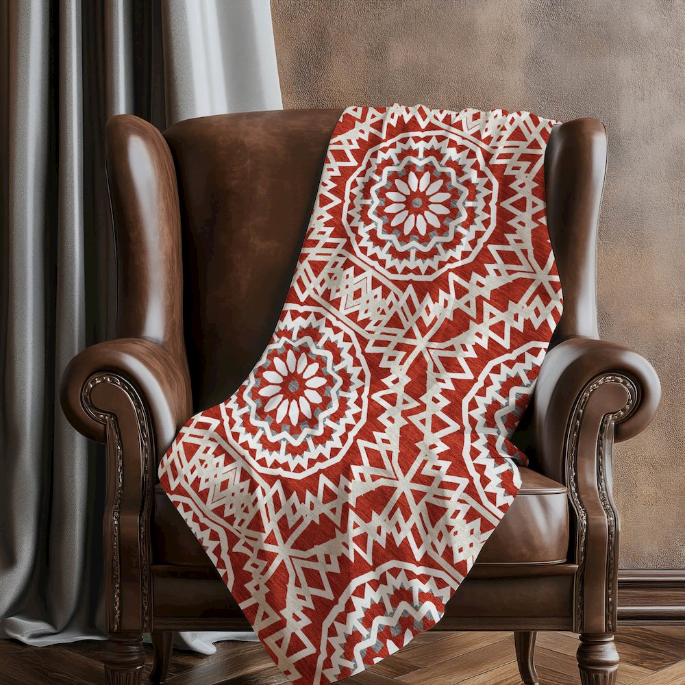 Premium Machine Washable ASB619 Red 50" x 70" Sherpa Throw Blanket. Picture 5