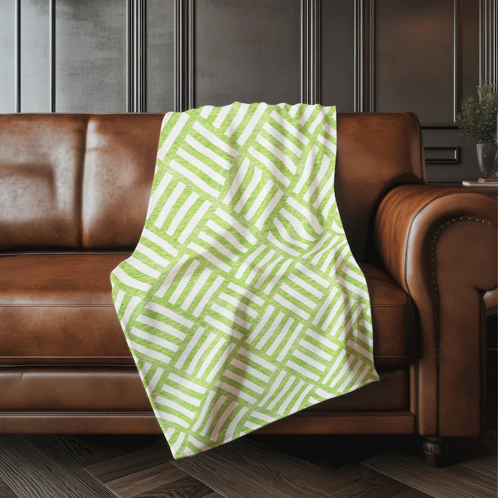 Premium Machine Washable ASB620 Lime 50" x 70" Sherpa Throw Blanket. Picture 4