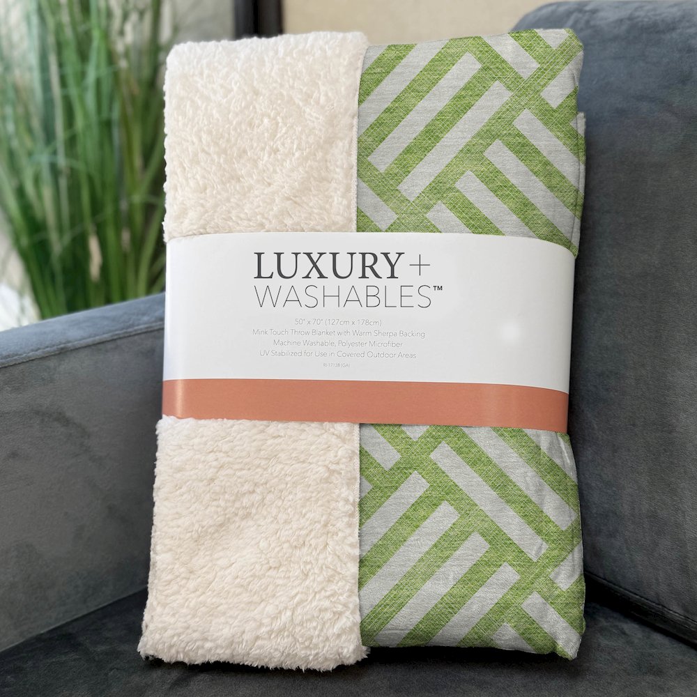 Premium Machine Washable ASB620 Lime 50" x 70" Sherpa Throw Blanket. Picture 3