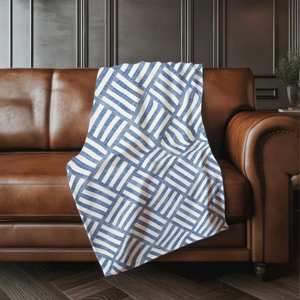 Premium Machine Washable ASB620 Navy 50" x 70" Sherpa Throw Blanket. Picture 4