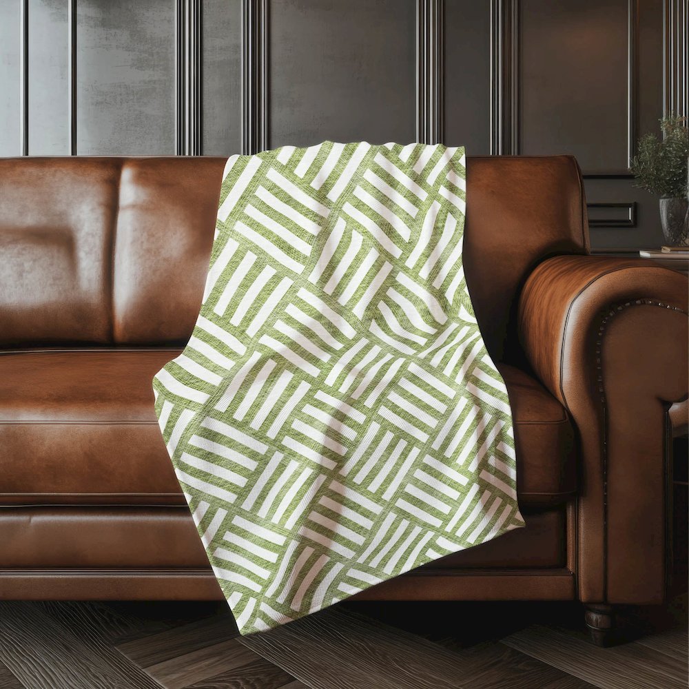 Premium Machine Washable ASB620 Olive 50" x 70" Sherpa Throw Blanket. Picture 4
