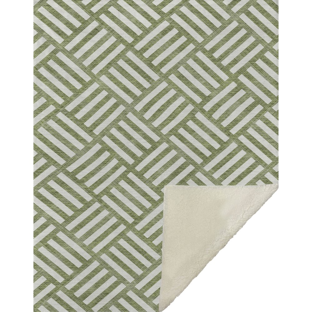 Premium Machine Washable ASB620 Olive 50" x 70" Sherpa Throw Blanket. Picture 1