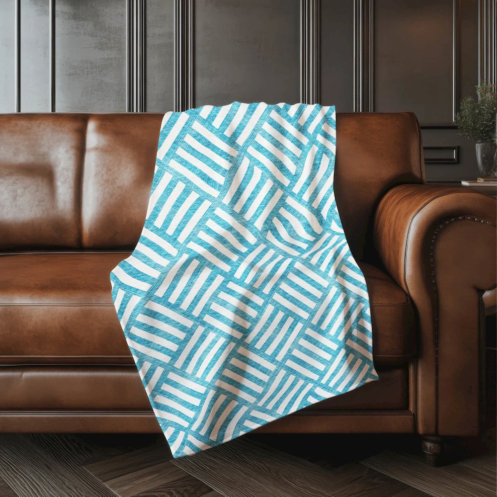 Premium Machine Washable ASB620 Teal 50" x 70" Sherpa Throw Blanket. Picture 4