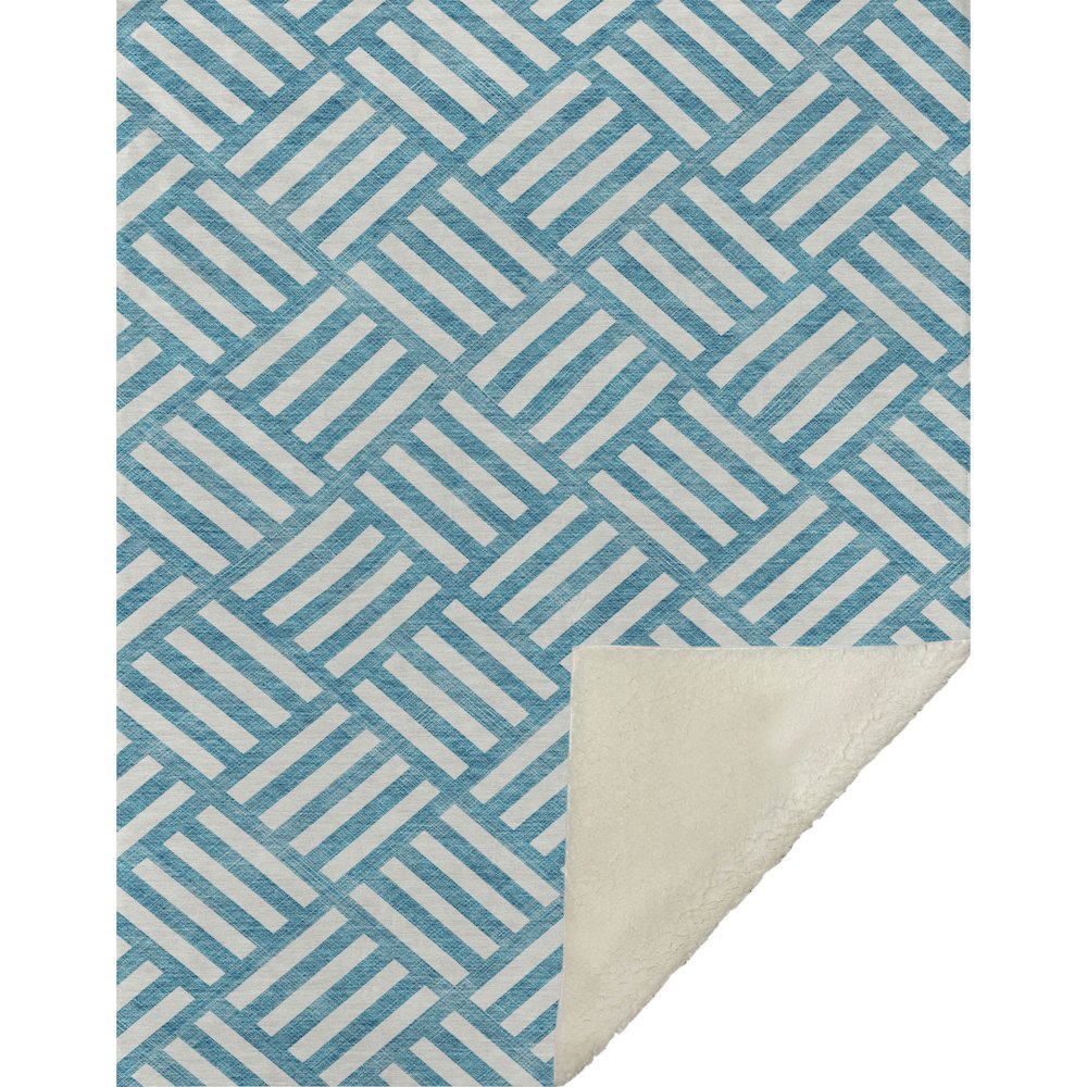Premium Machine Washable ASB620 Teal 50" x 70" Sherpa Throw Blanket. Picture 1
