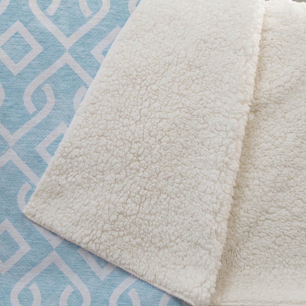 Premium Machine Washable ASB621 Aqua 50" x 70" Sherpa Throw Blanket. Picture 2