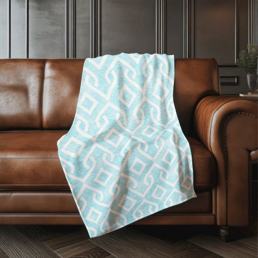 Premium Machine Washable ASB621 Aqua 50" x 70" Sherpa Throw Blanket. Picture 4