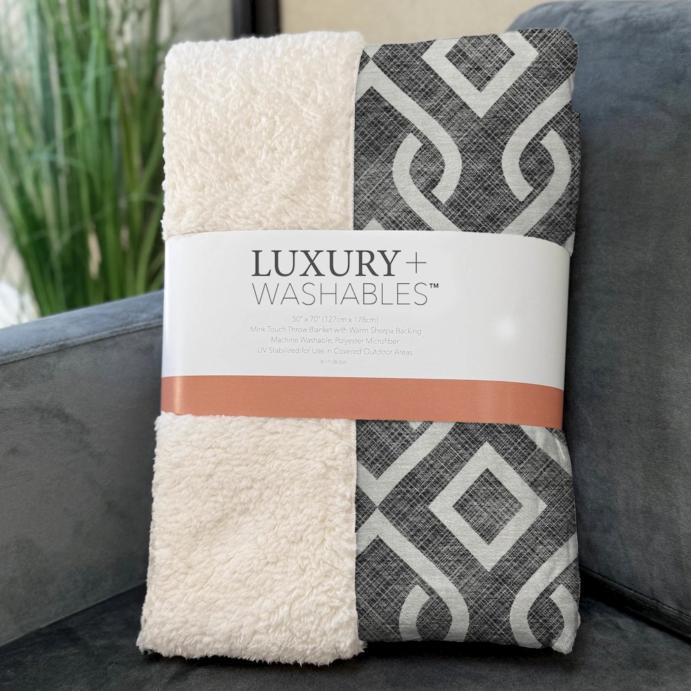 Premium Machine Washable ASB621 Black 50" x 70" Sherpa Throw Blanket. Picture 3